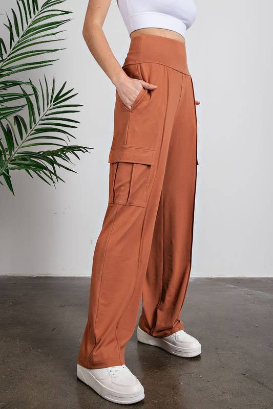 Buttery Soft Legging Material High Waist, Straight Leg Cargo Pants