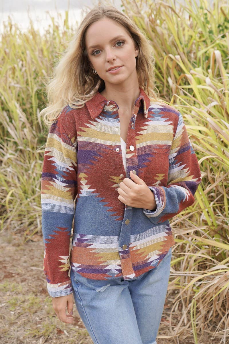 Woven Western Blanket Shacket