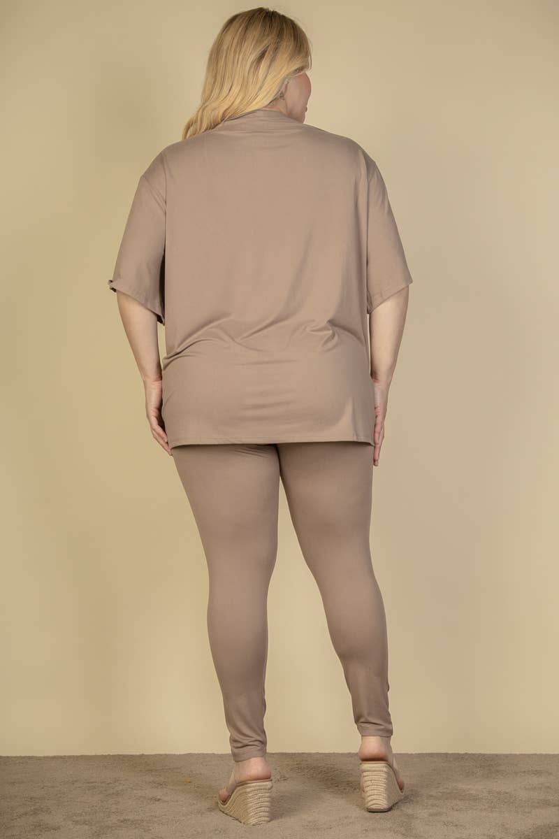 Plus Size Oversized T-shirt & Leggings Set in Green Bay