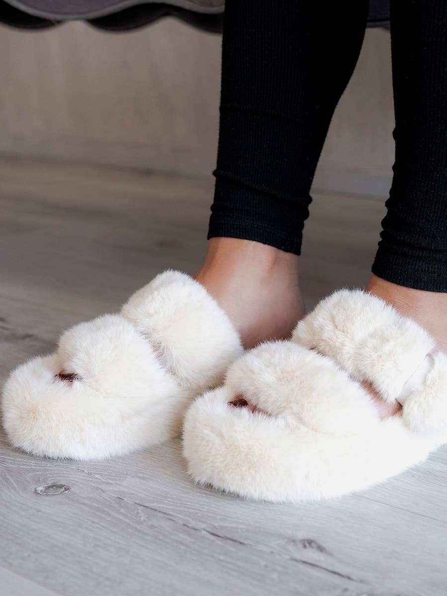 Platform Sandal Style Fluffy Slippers