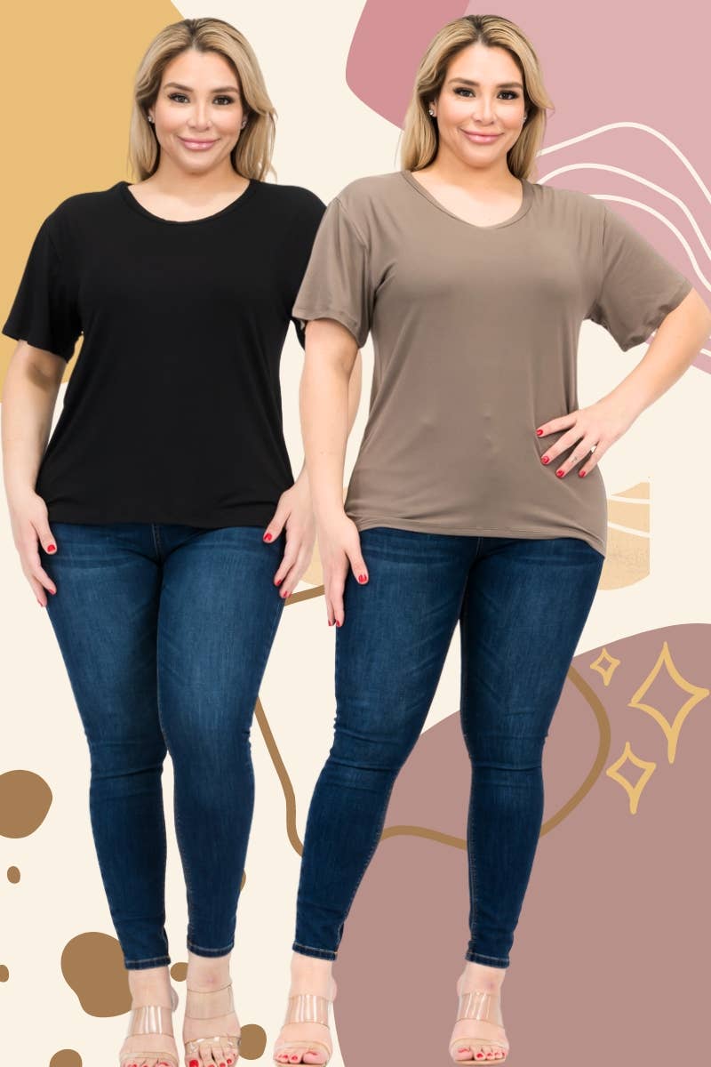 Plus Size Basic Short Sleeve T-shirt in Taupe