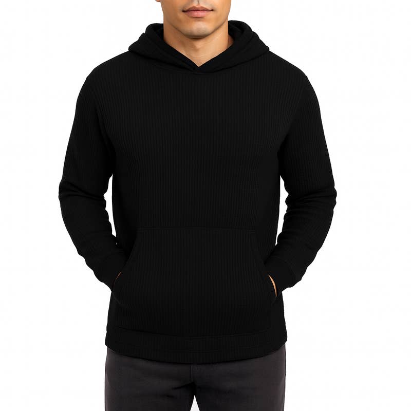 Men's Waffle Knit Thermal Pullover Hoodie