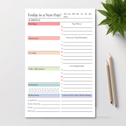 Today is a New Day Daily To-Do List and Schedule: 50 Page Tear-Off Notepad