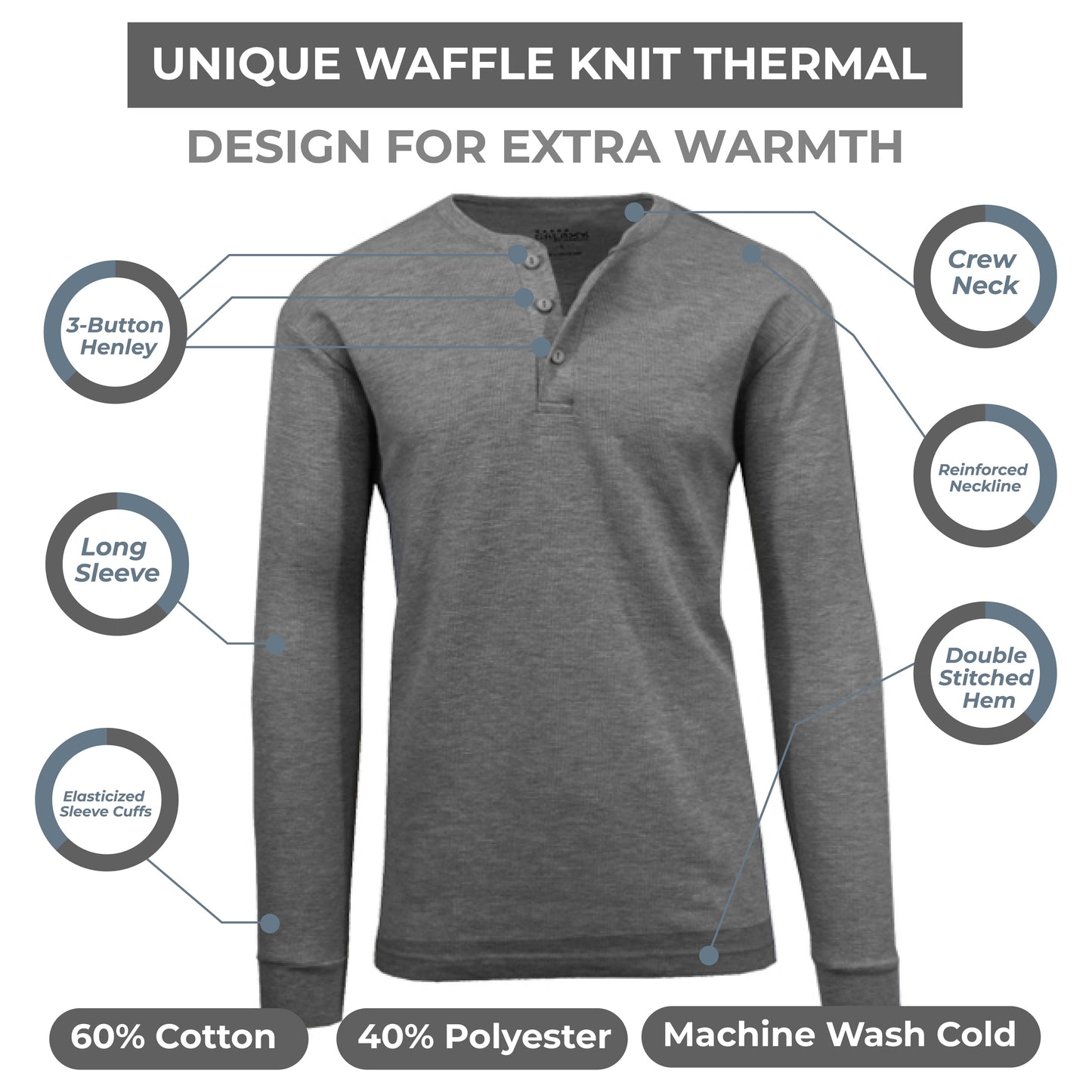 Men's Long Sleeve Thermal Henley Shirt