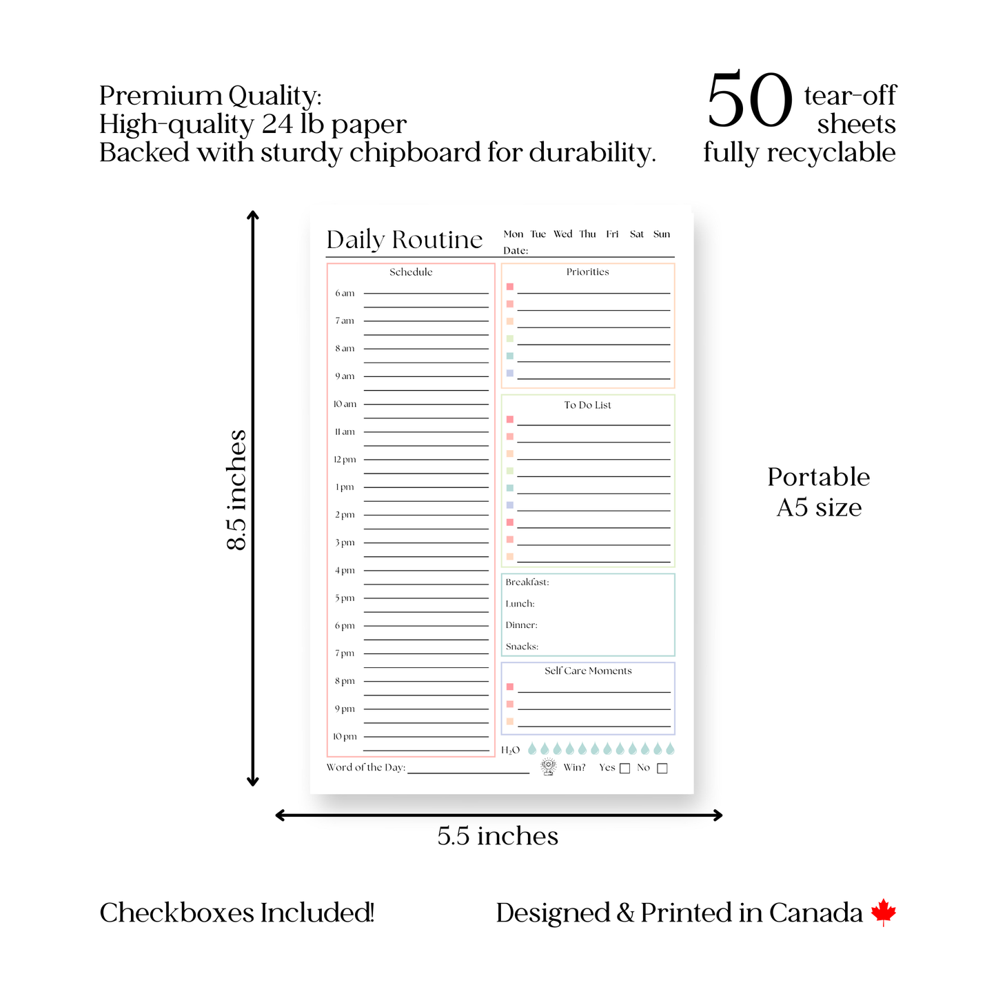 Daily Routine To-Do List Planner: 50 Page Tear-Off Notepad