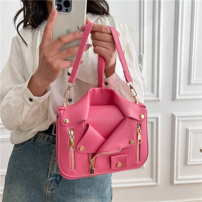 Hot Pink Leather Crossbody Bag