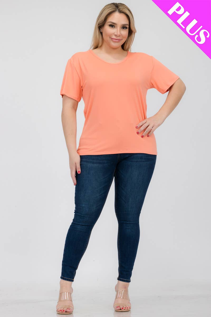 Plus Size Basic Short Sleeve T-shirt in Burgundy
