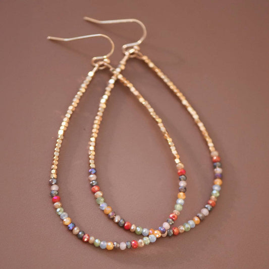 Multicolored Glass Beaded Teardrop Earrings