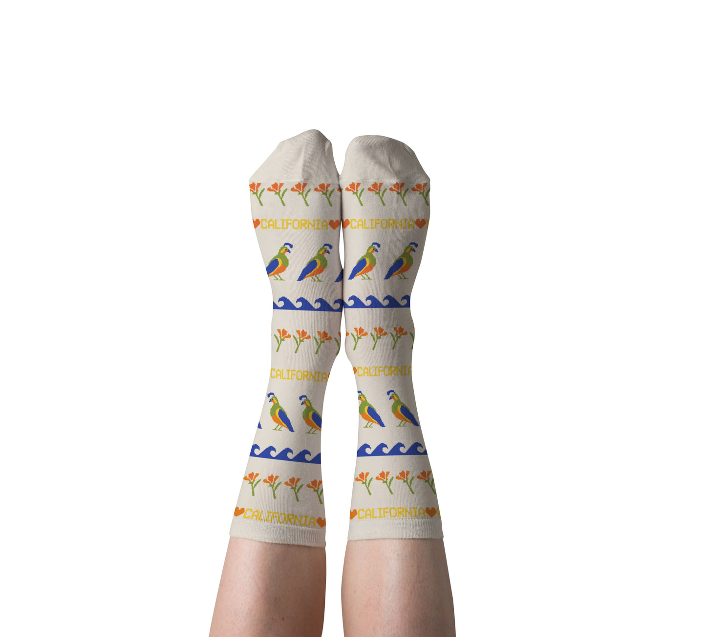 Crew Socks - California Poppy & Quail