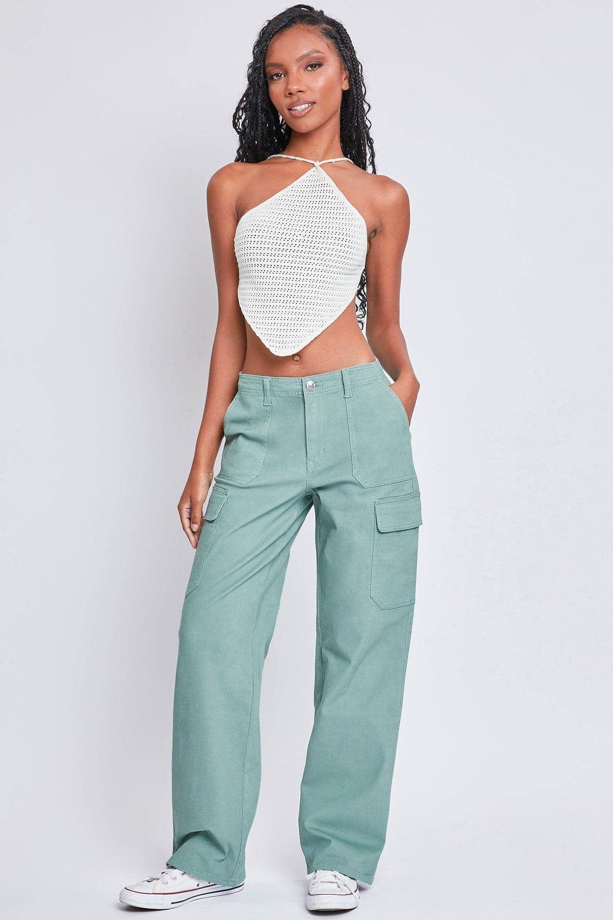 High Rise Straight Leg Cargo Pants in Jasmine