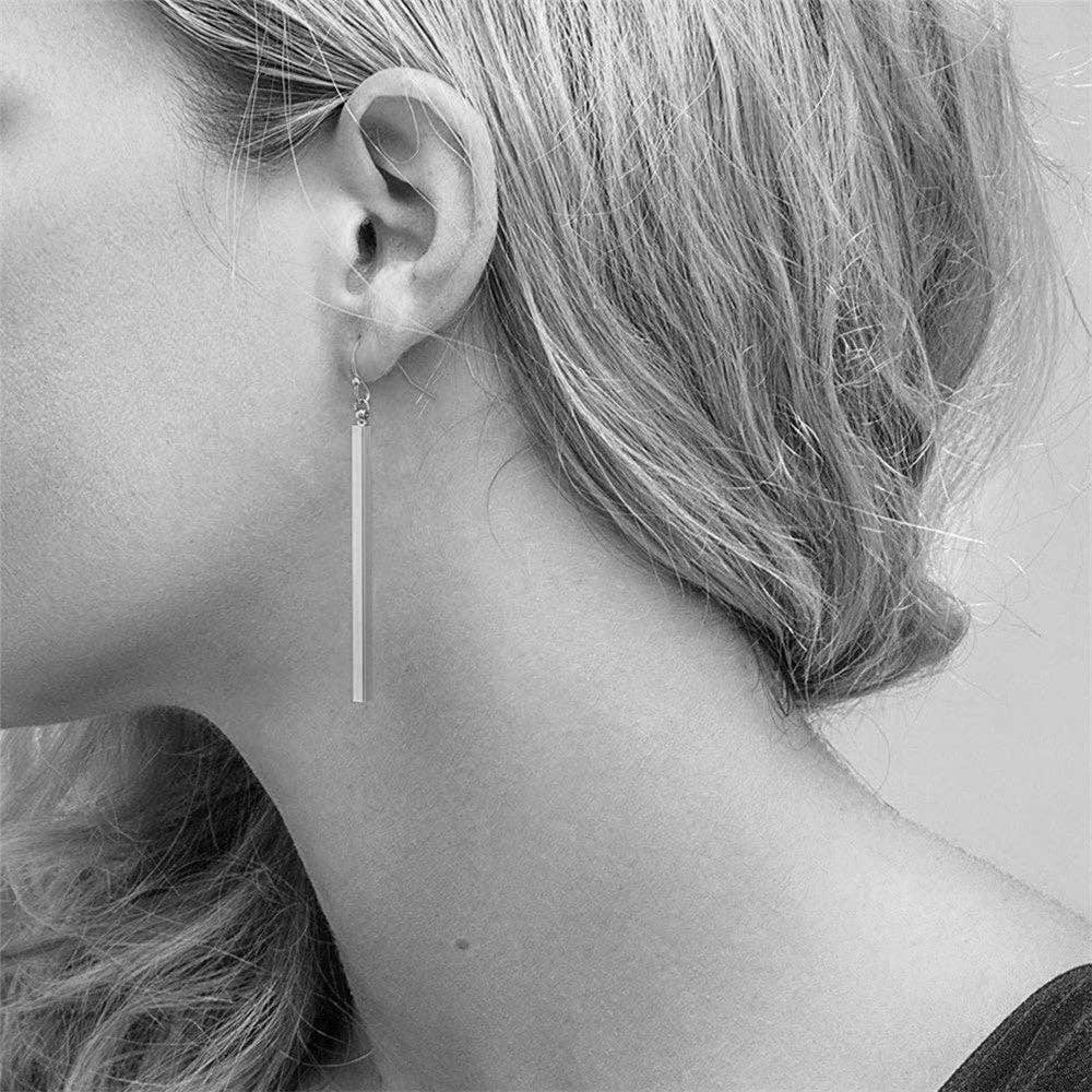 Silver Bar Drop Earrings