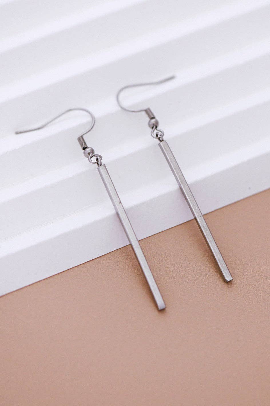 Silver Bar Drop Earrings