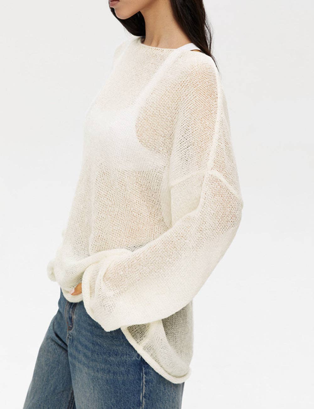 Solid Color Airy Knit Sweater