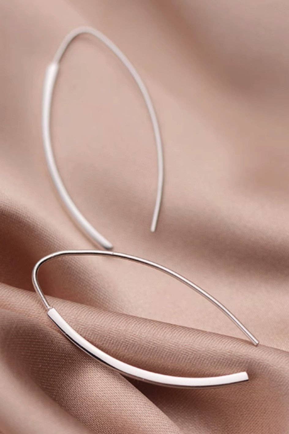 Silver Threader Oval Hoop Earrings