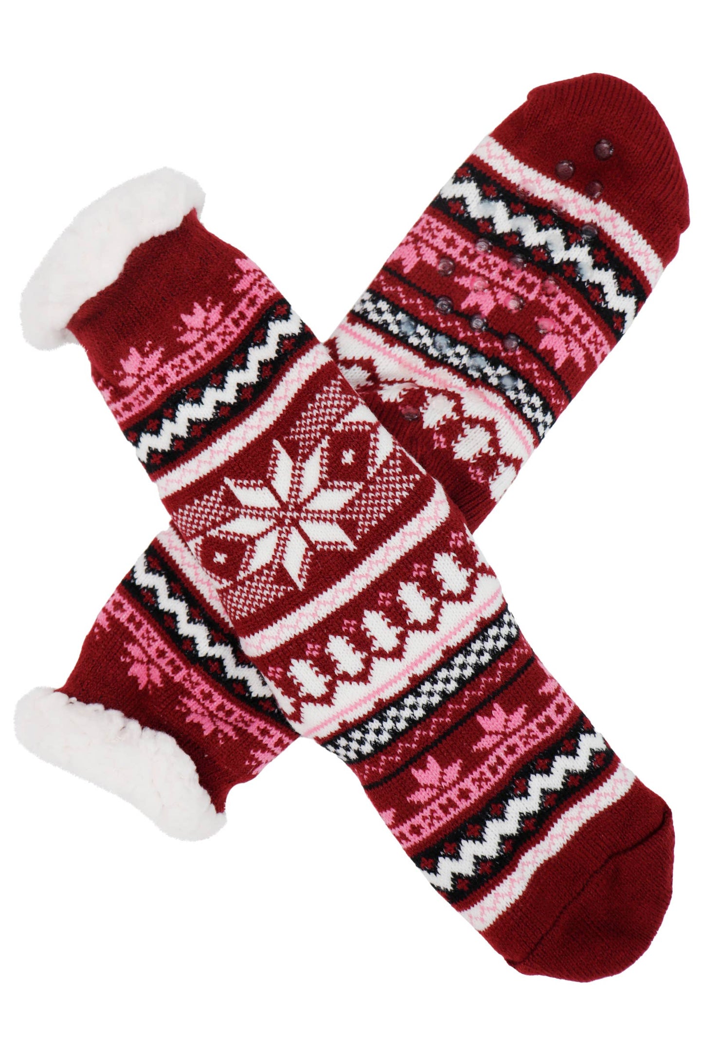 Snowflake Chevron Fuzzy Fleece Cozy Lounge Socks