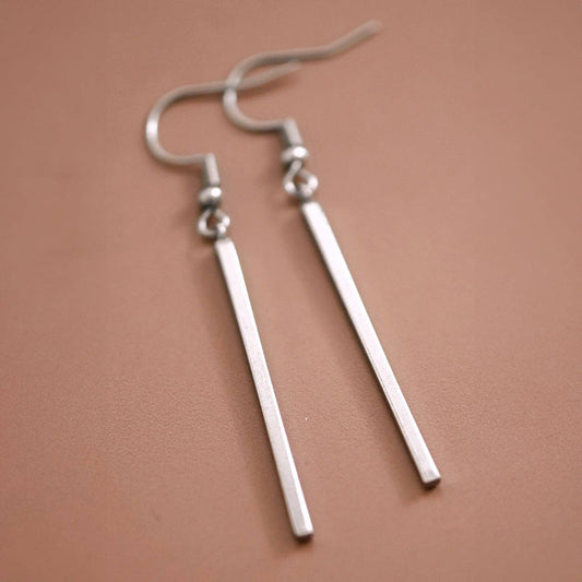 Silver Bar Drop Earrings