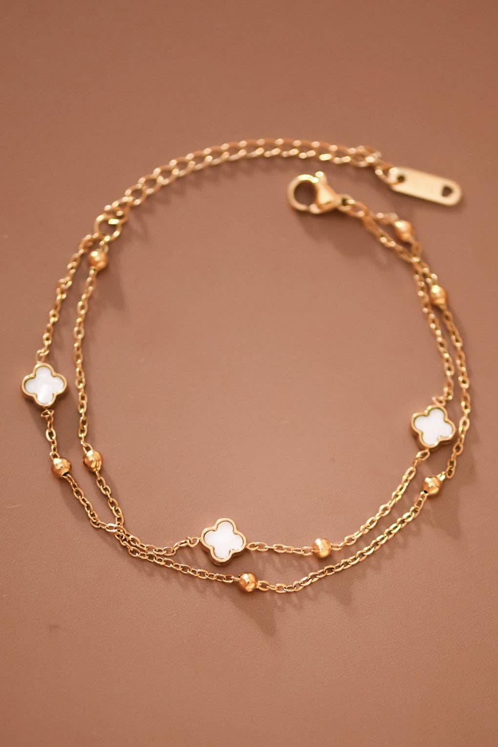 18K Gold Plated Double Chain Flower Bracelet