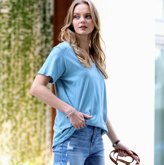 Cotton Boyfriend V Neck Tee