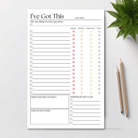 I've Got This! Daily and Weekly To-Do List: 50-Page Notepad