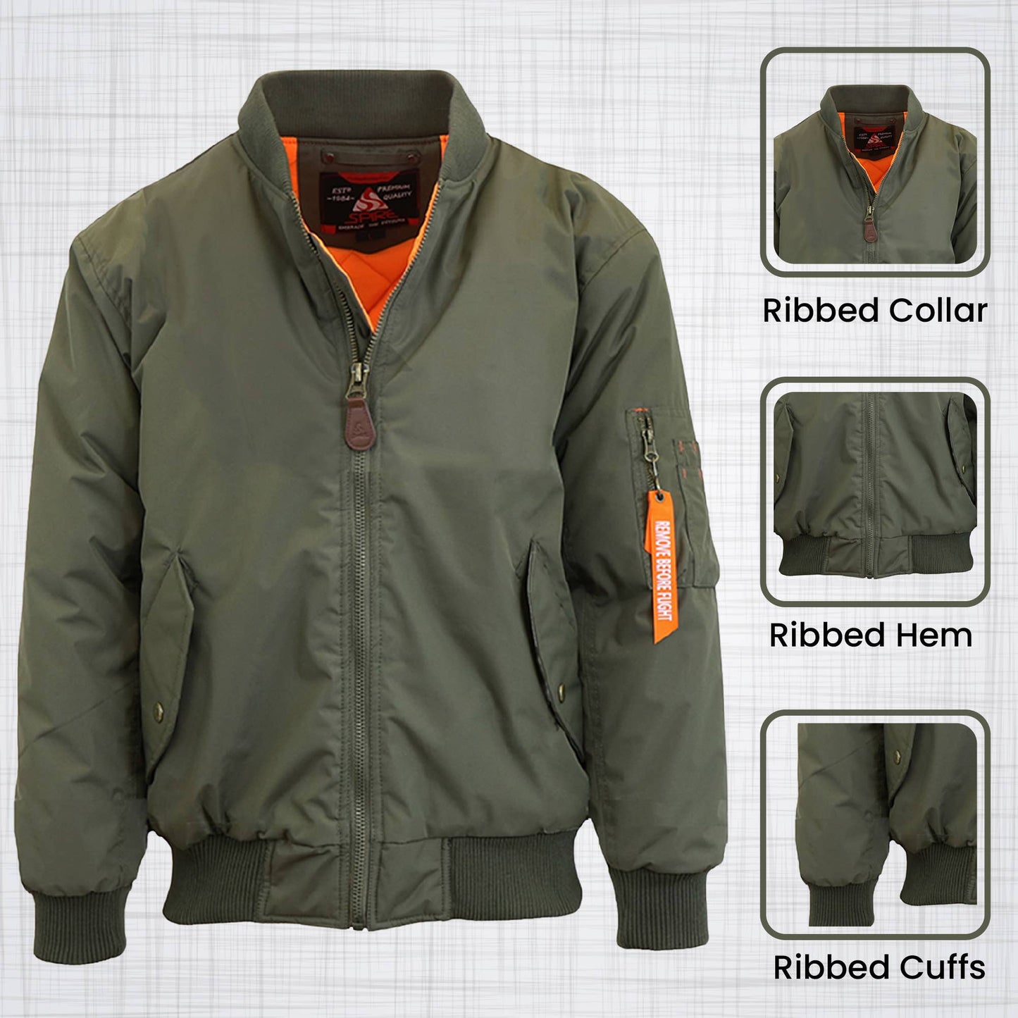 Men's Heavyweight MA-1 Flight Bomber Jacket