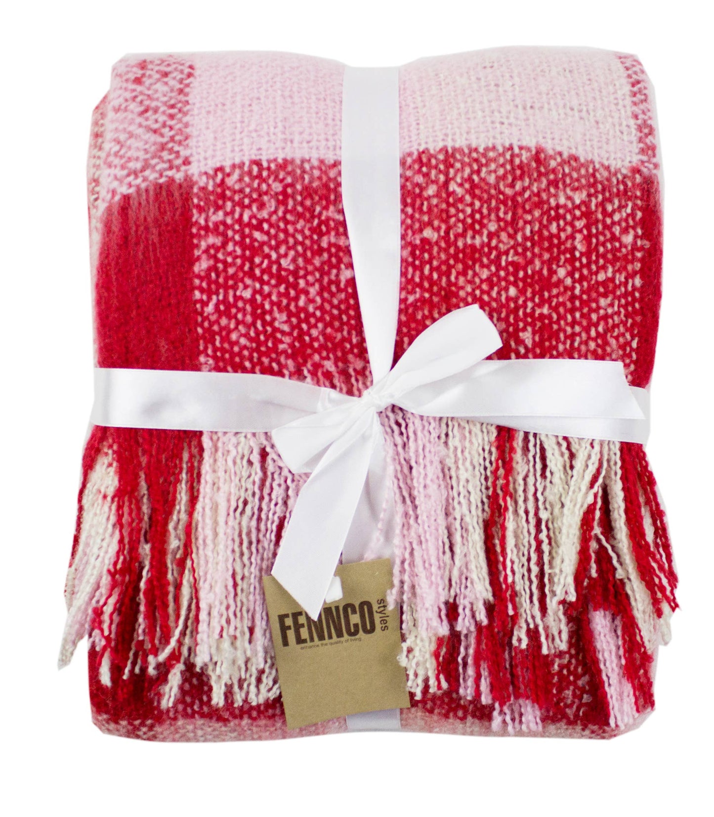 Faux Mohair Plaid Fringed Throw Blanket