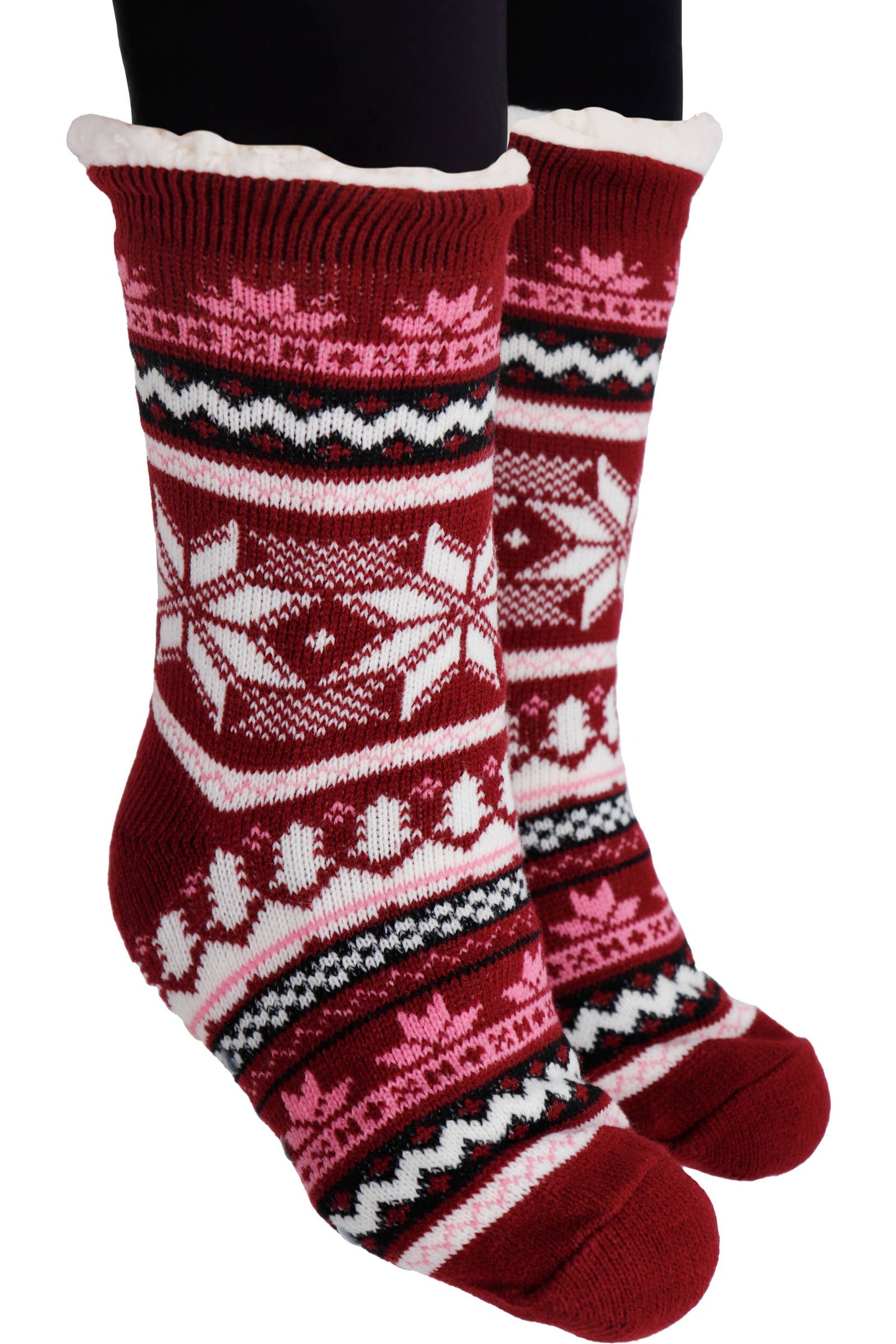 Snowflake Chevron Fuzzy Fleece Cozy Lounge Socks