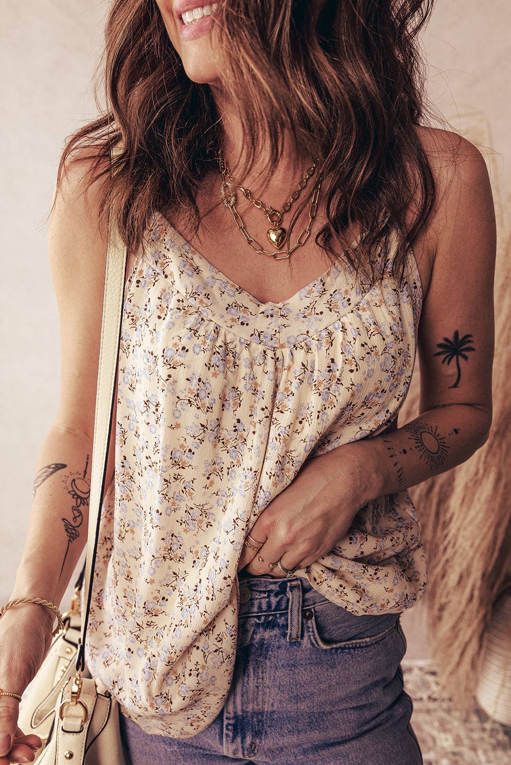 Boho Floral Spaghetti Strap Tank Top