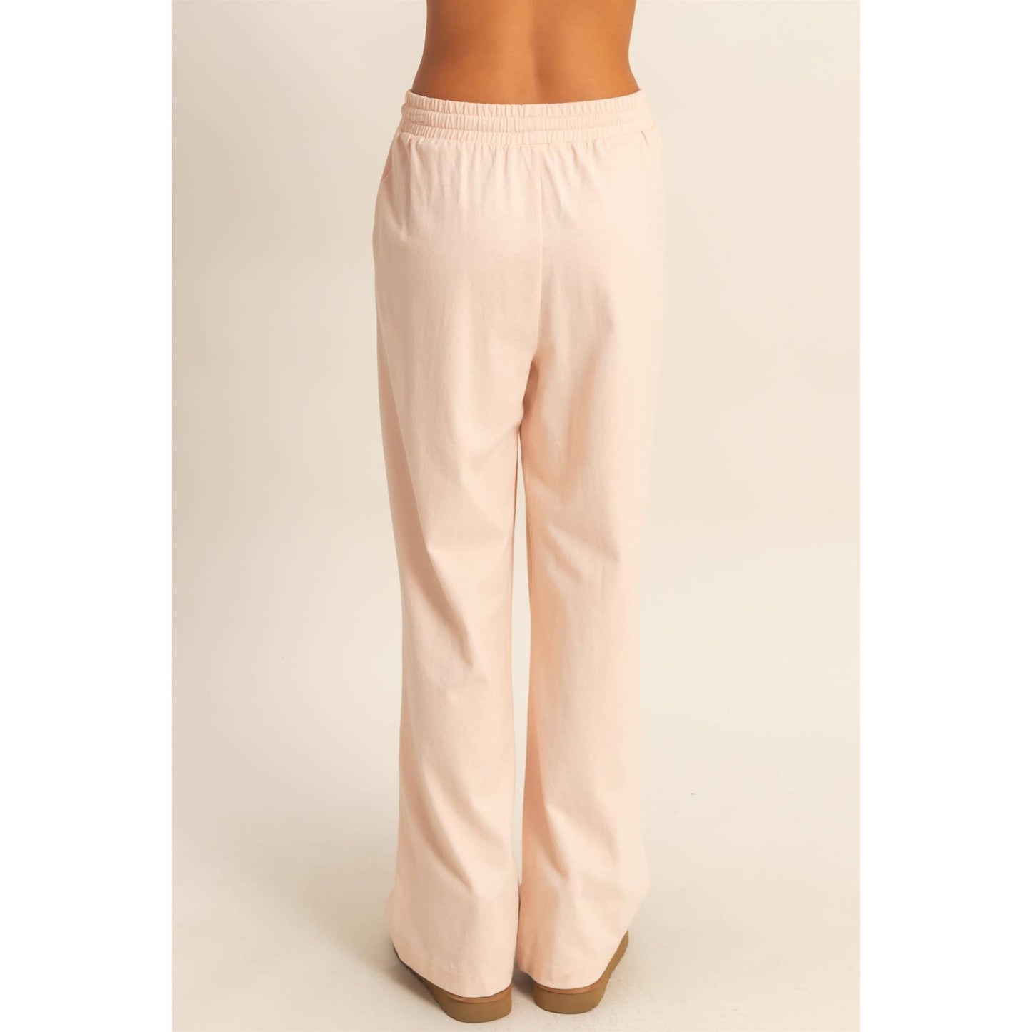 High Waist, Wide Leg Lounge Pants in Blush