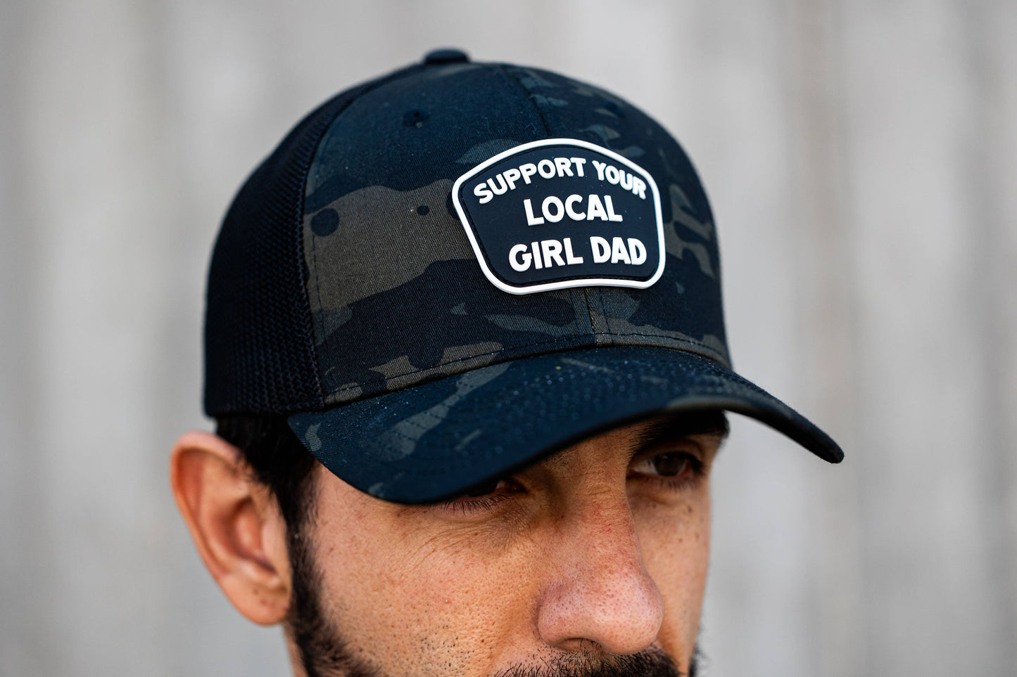 Support Your Local Girl Dad FLEXFIT Patch Hat