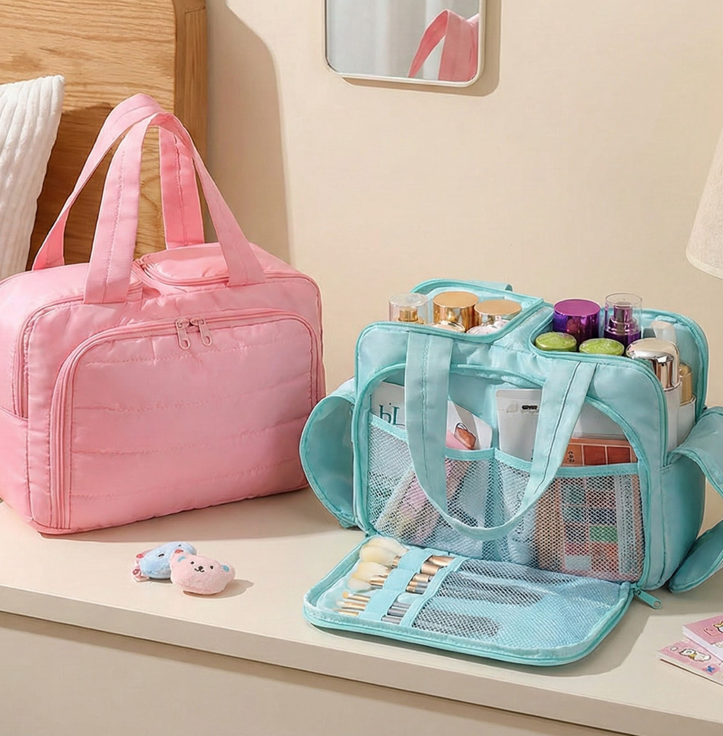 Multi-Compartment Makeup Travel Bag