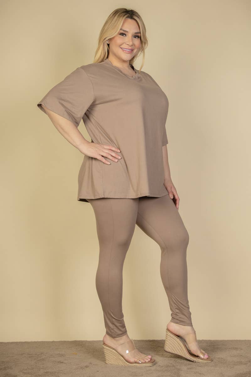 Plus Size Oversized T-shirt & Leggings Set in Green Bay