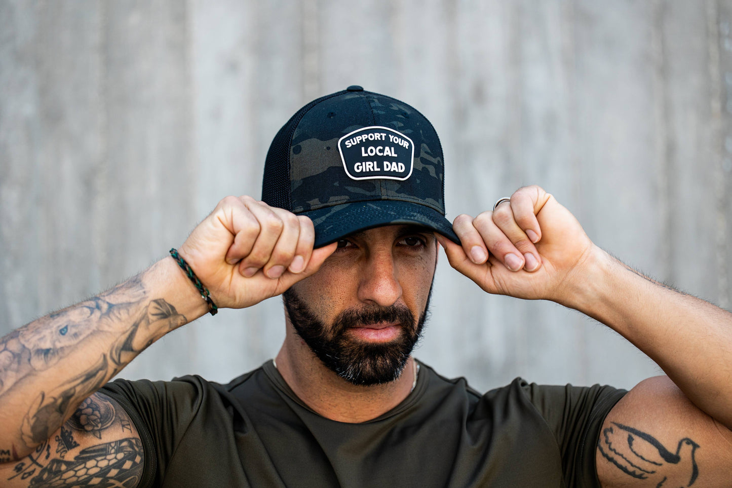 Support Your Local Girl Dad FLEXFIT Patch Hat