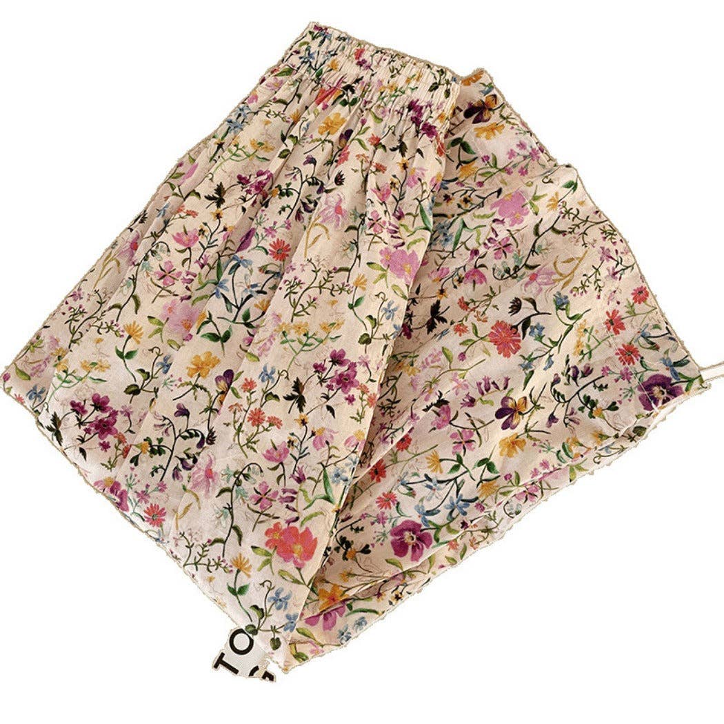 Loose & Cheerful Floral Wide-Leg Capris