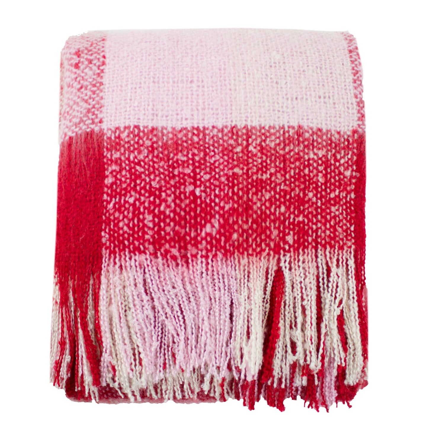 Faux Mohair Plaid Fringed Throw Blanket