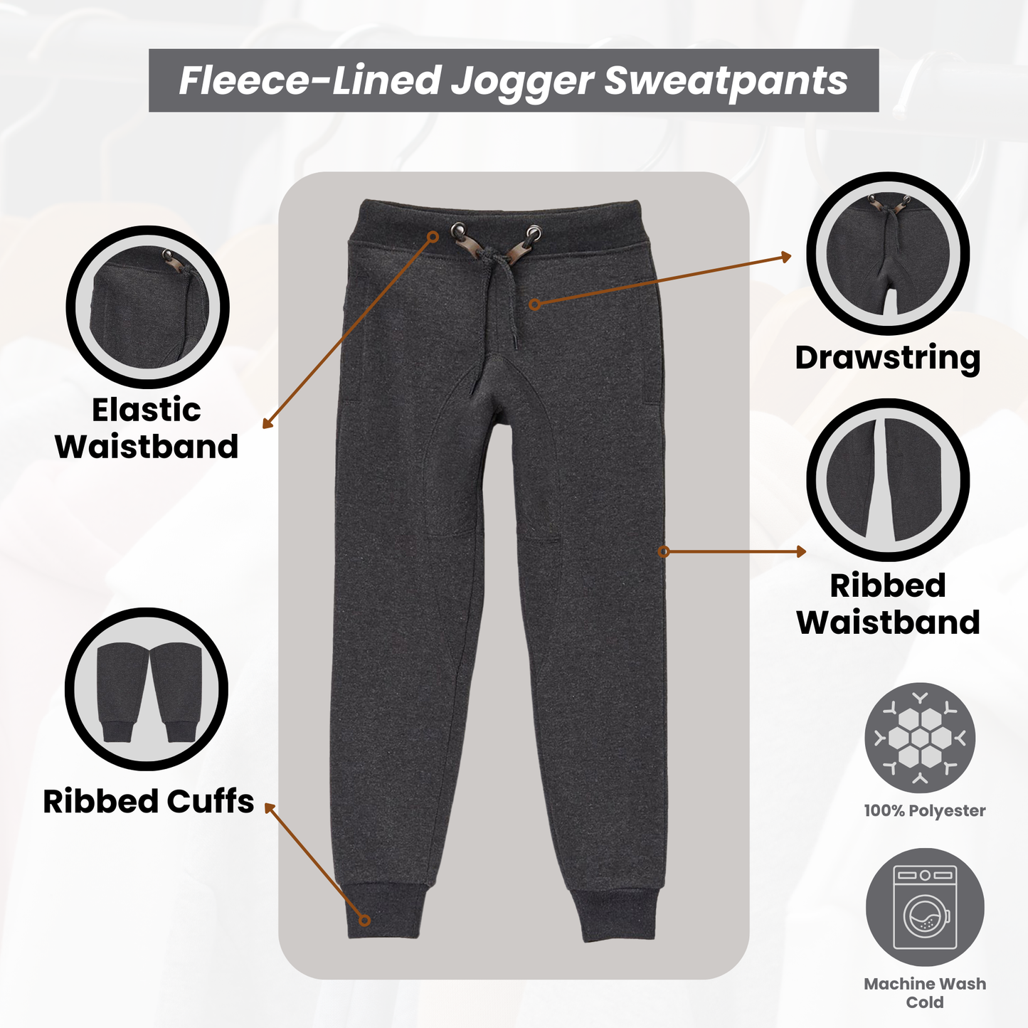 Kids Sweatpants- Basic Active Fleece Jogger Pants