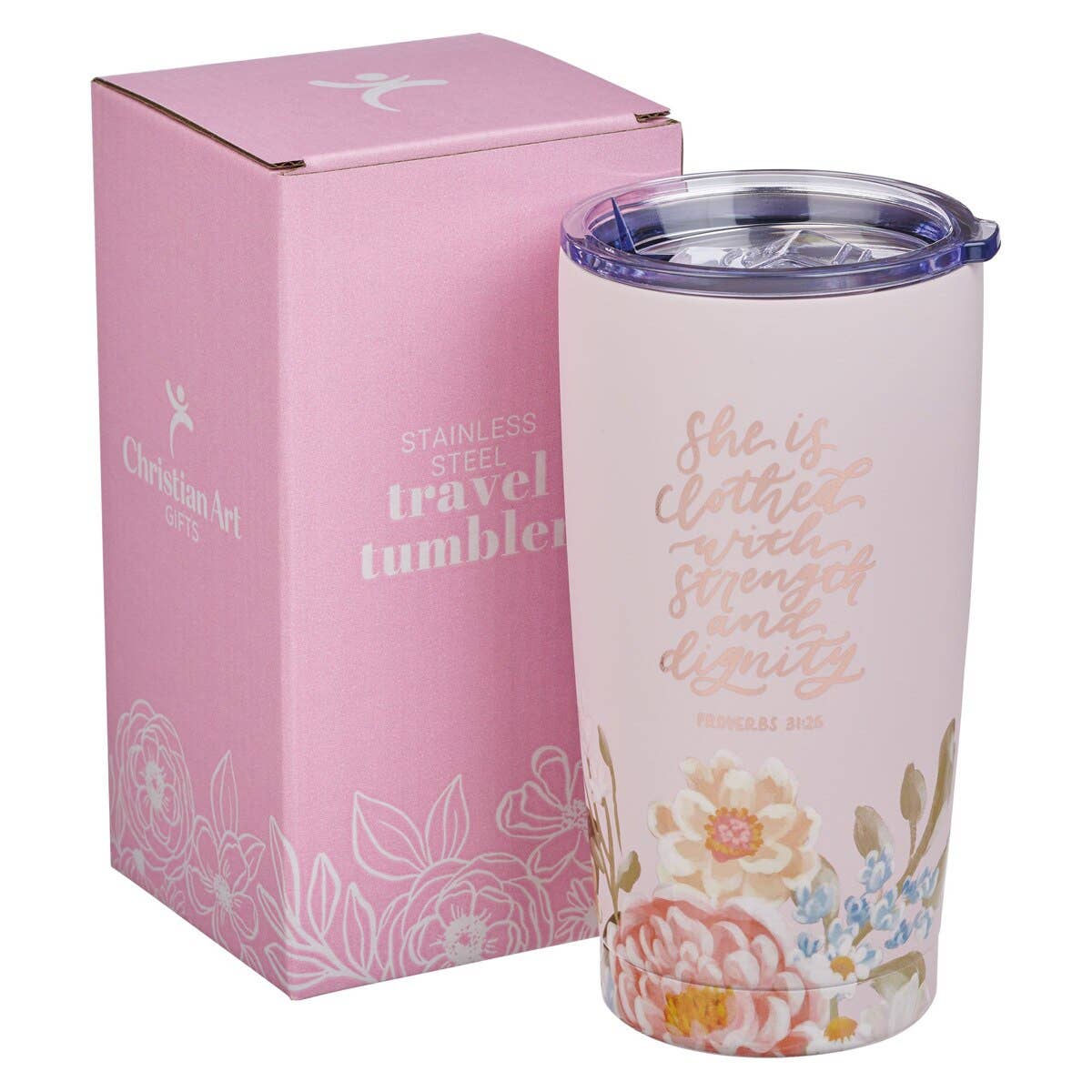 Tumbler Pink Strength & Dignity Prov. 31:25