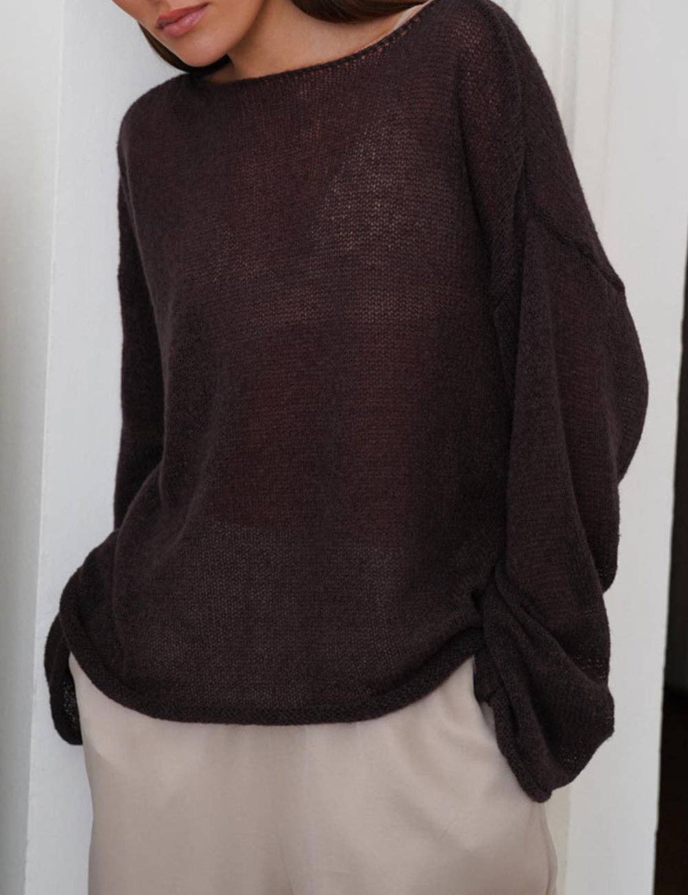 Solid Color Airy Knit Sweater