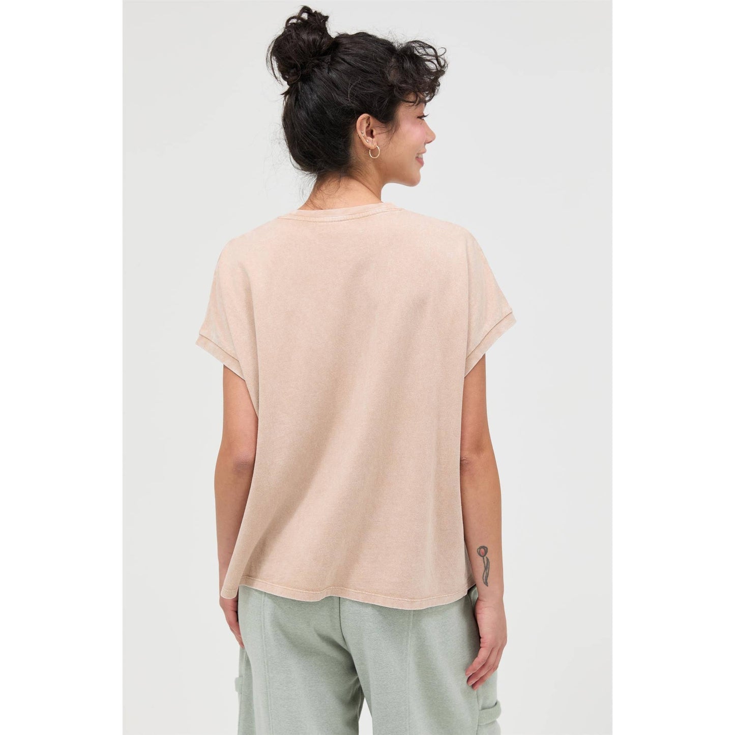 Capped Sleeve Mineral Wash T-Shirt