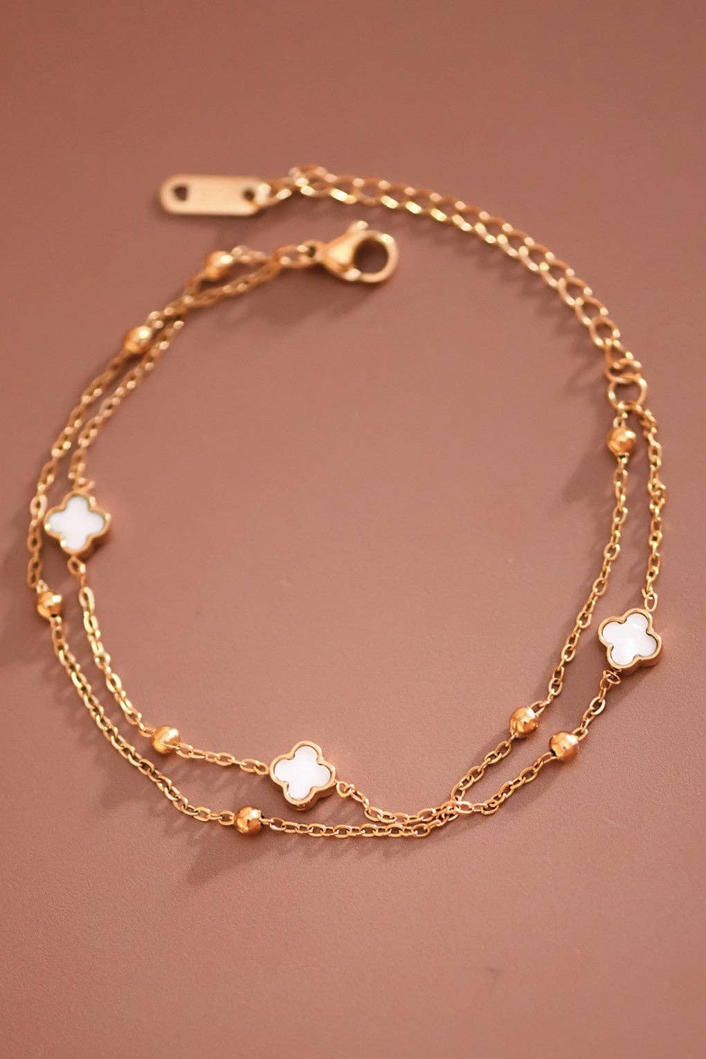 18K Gold Plated Double Chain Flower Bracelet