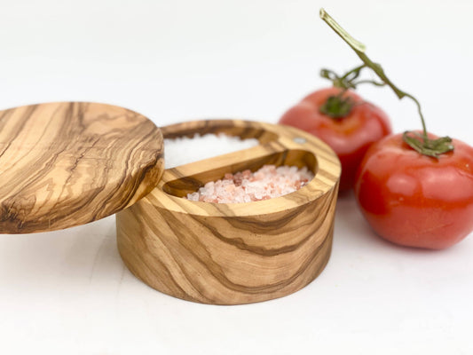 Olive Wood Double Salt Cellar: 4.75"