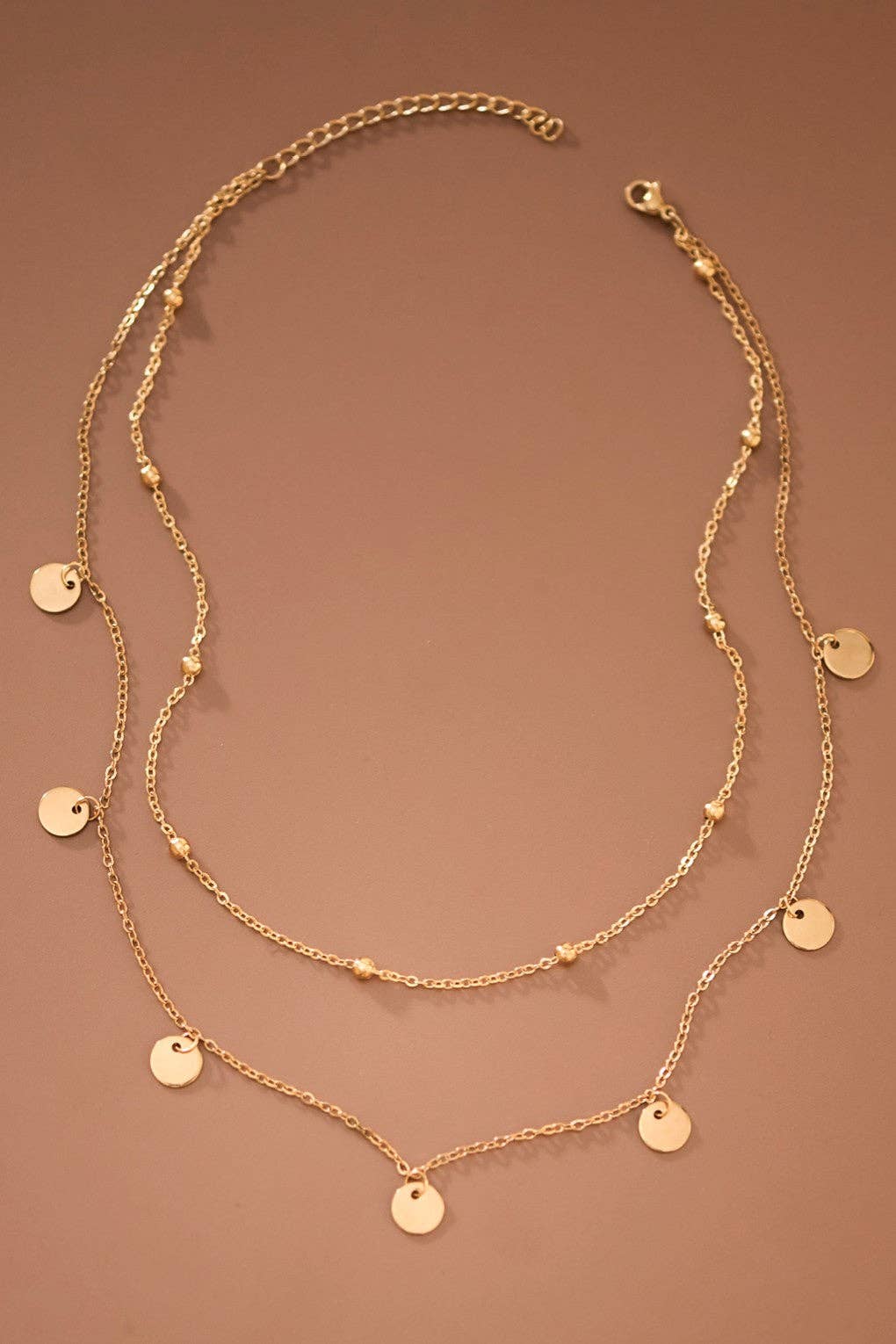 18K Gold Plated Disks Double Chain Necklace - 7920: S0OX3T7920