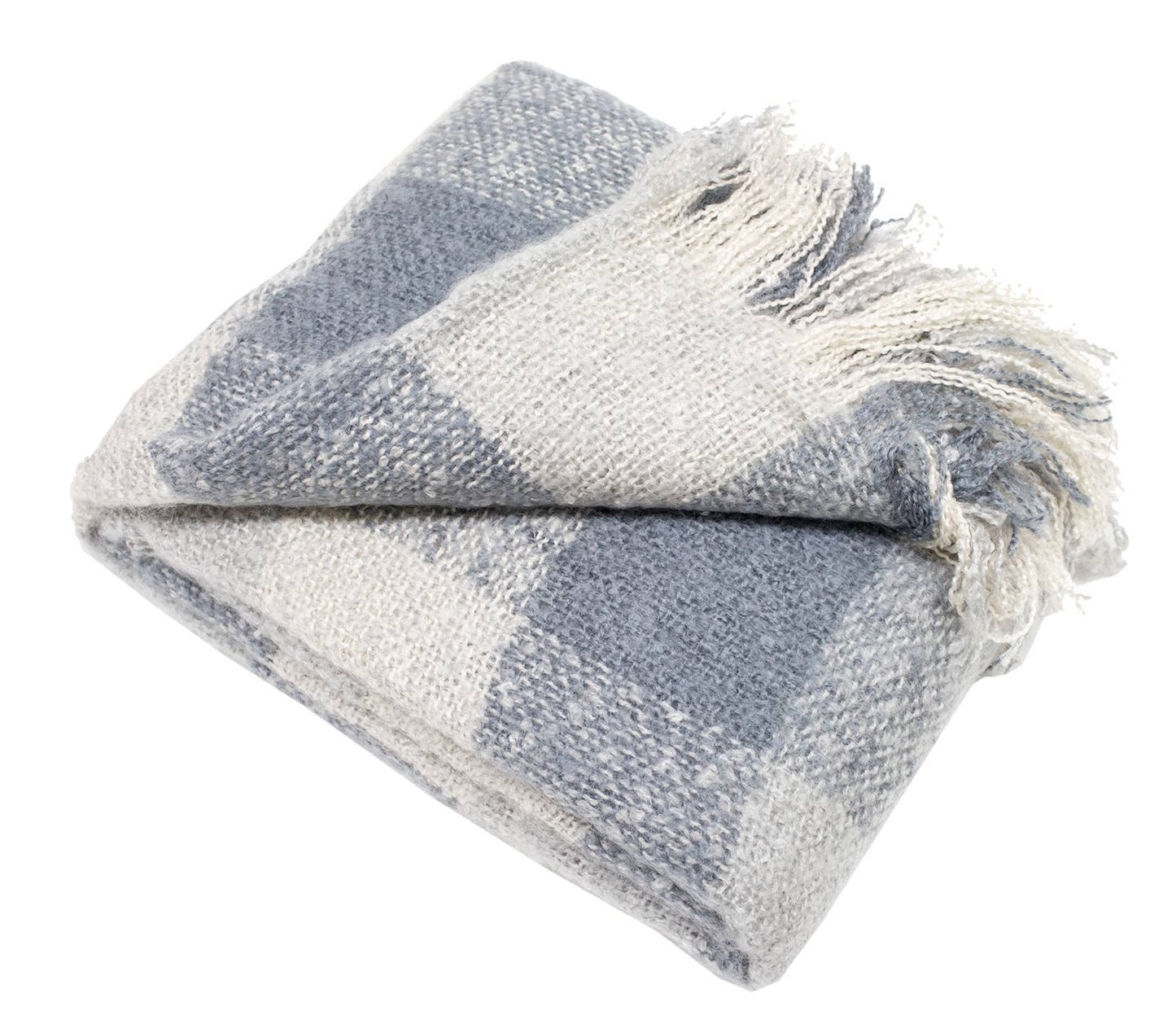 Faux Mohair Plaid Fringed Throw Blanket