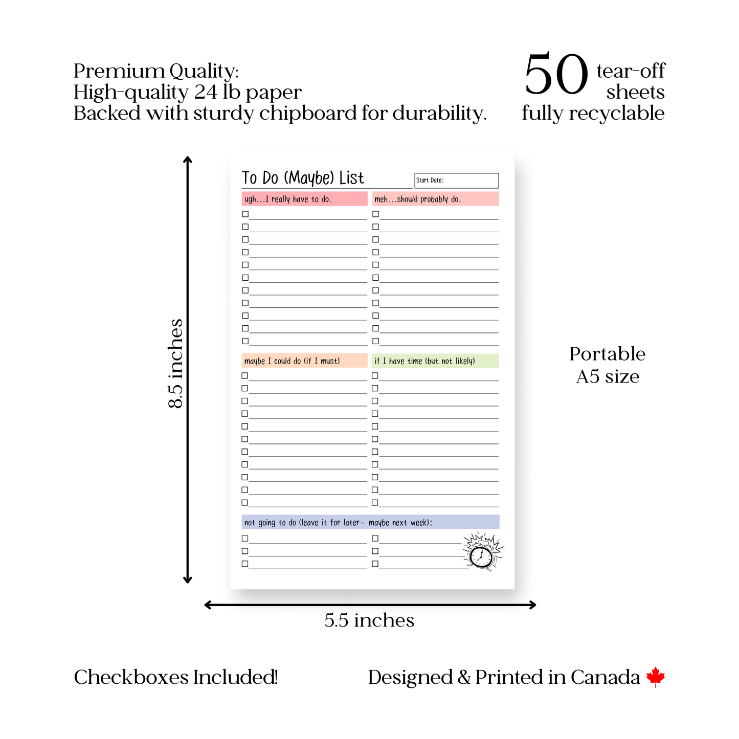 To Do (Maybe) Checklist: 50-Page Tear-Off Notepad
