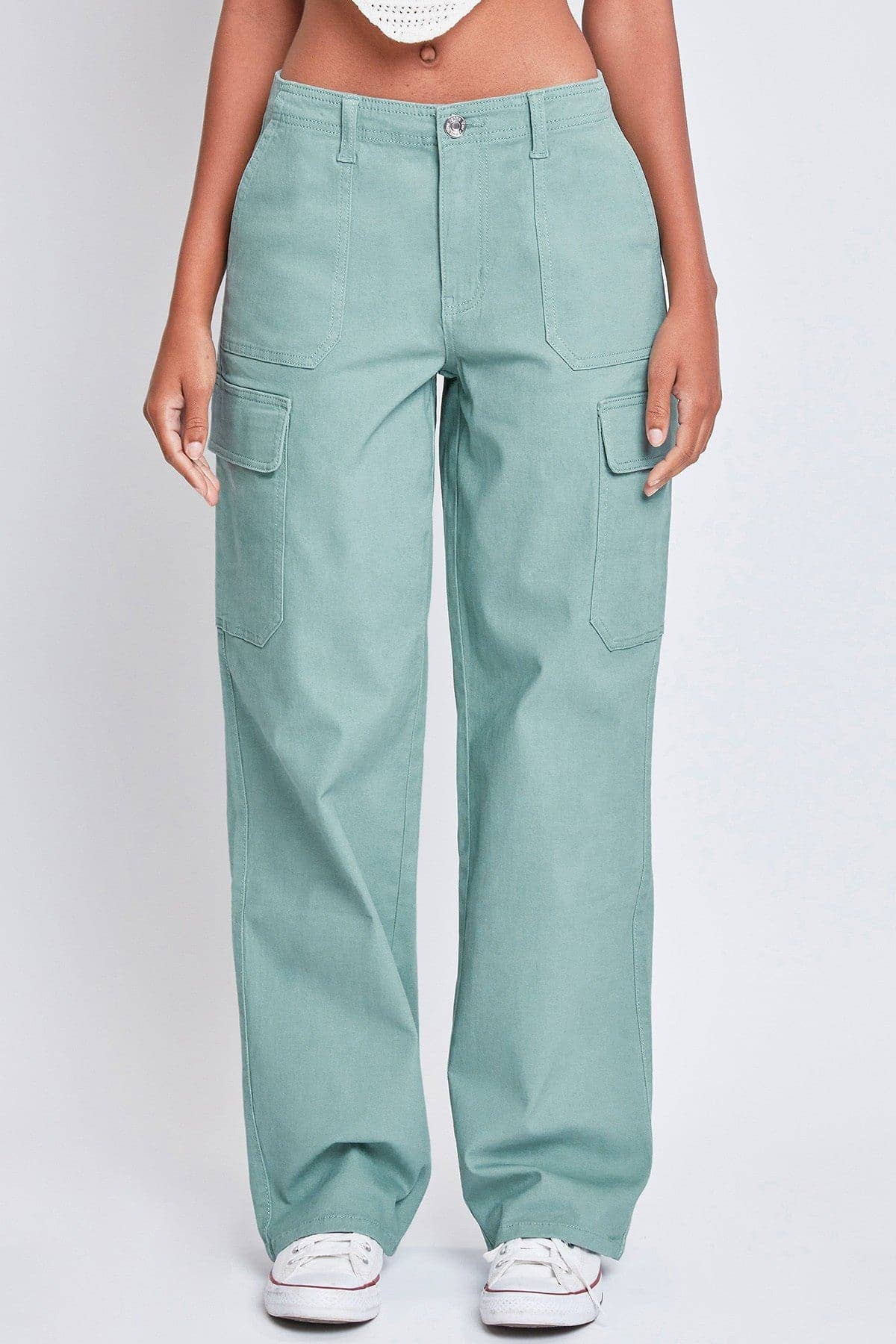 High Rise Straight Leg Cargo Pants in Jasmine