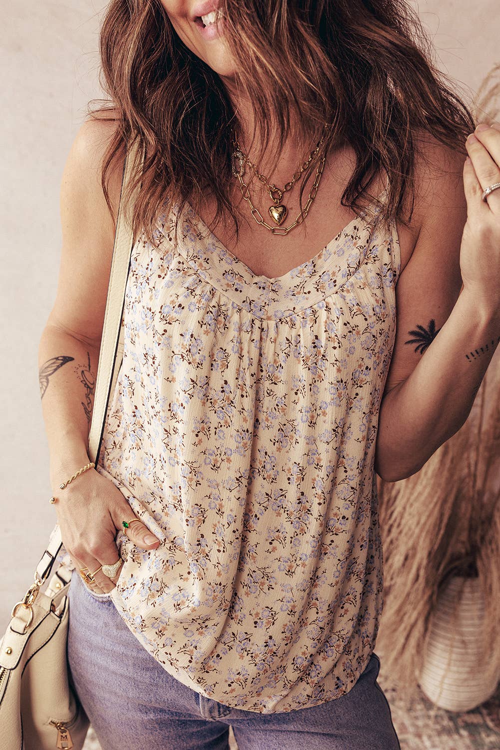 Boho Floral Spaghetti Strap Tank Top