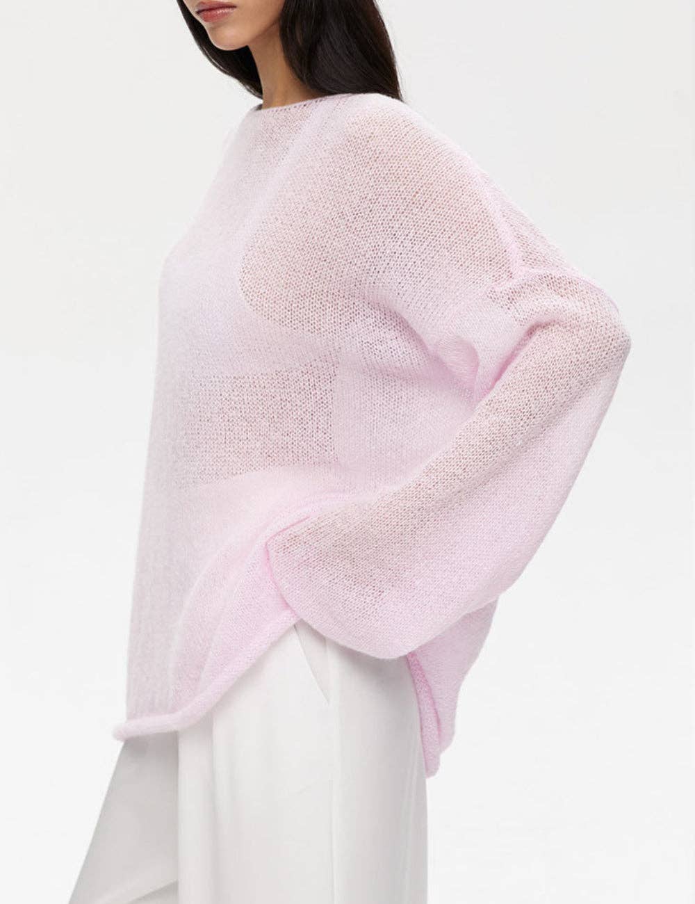 Solid Color Airy Knit Sweater