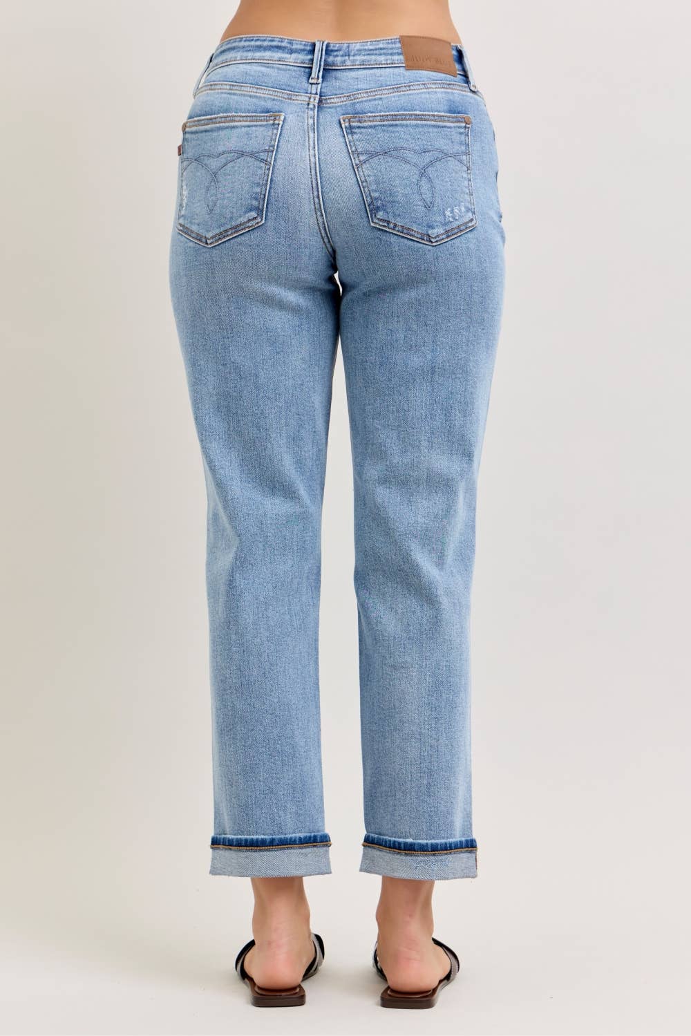Judy Blue Boyfriend Jean with Destroyed Knee & Folded Cuff