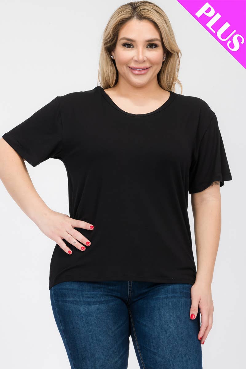 Plus Size Basic Short Sleeve T-shirt in Black