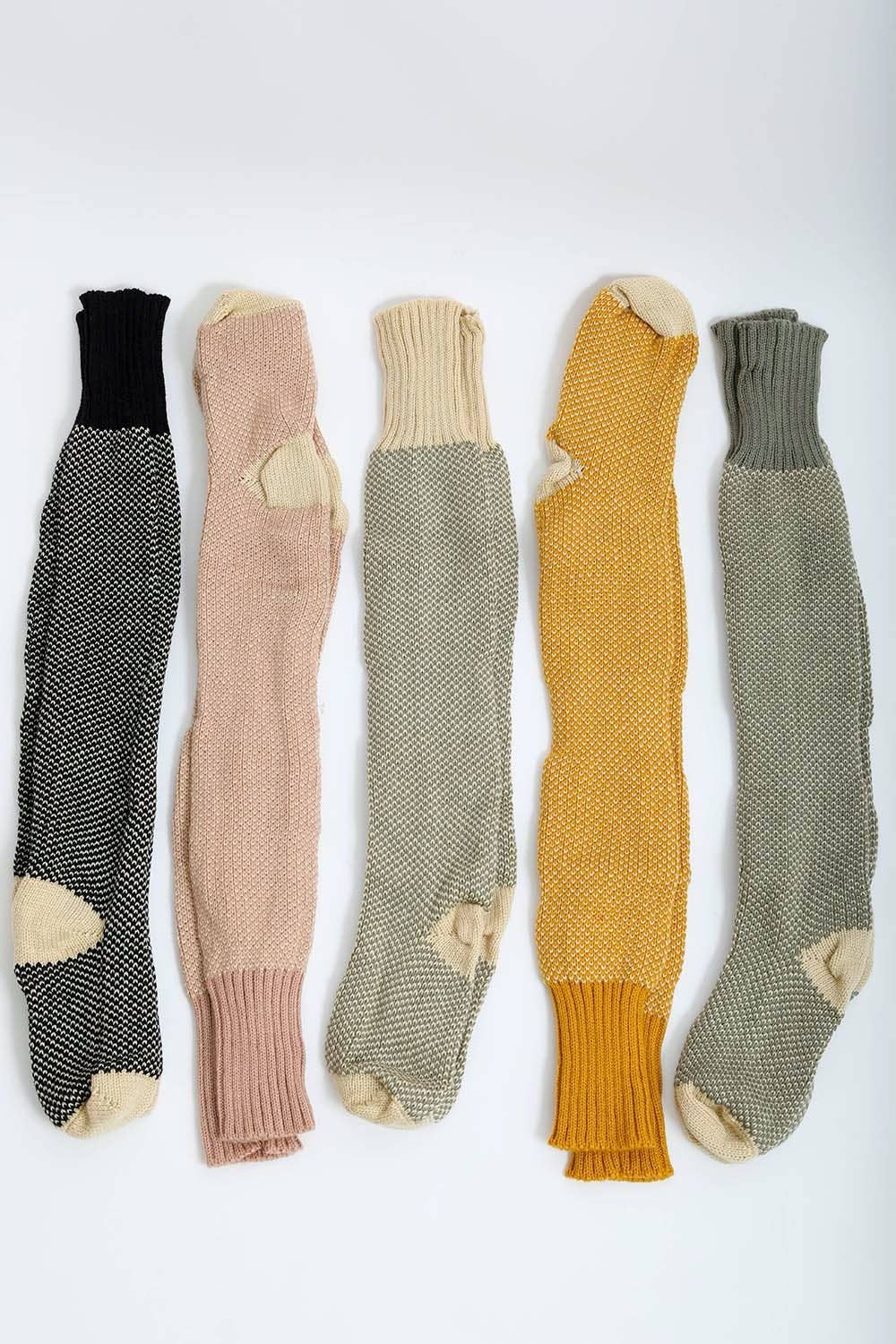 Warm & Soft Open Work Knit Lounge Socks in Sage and Sand