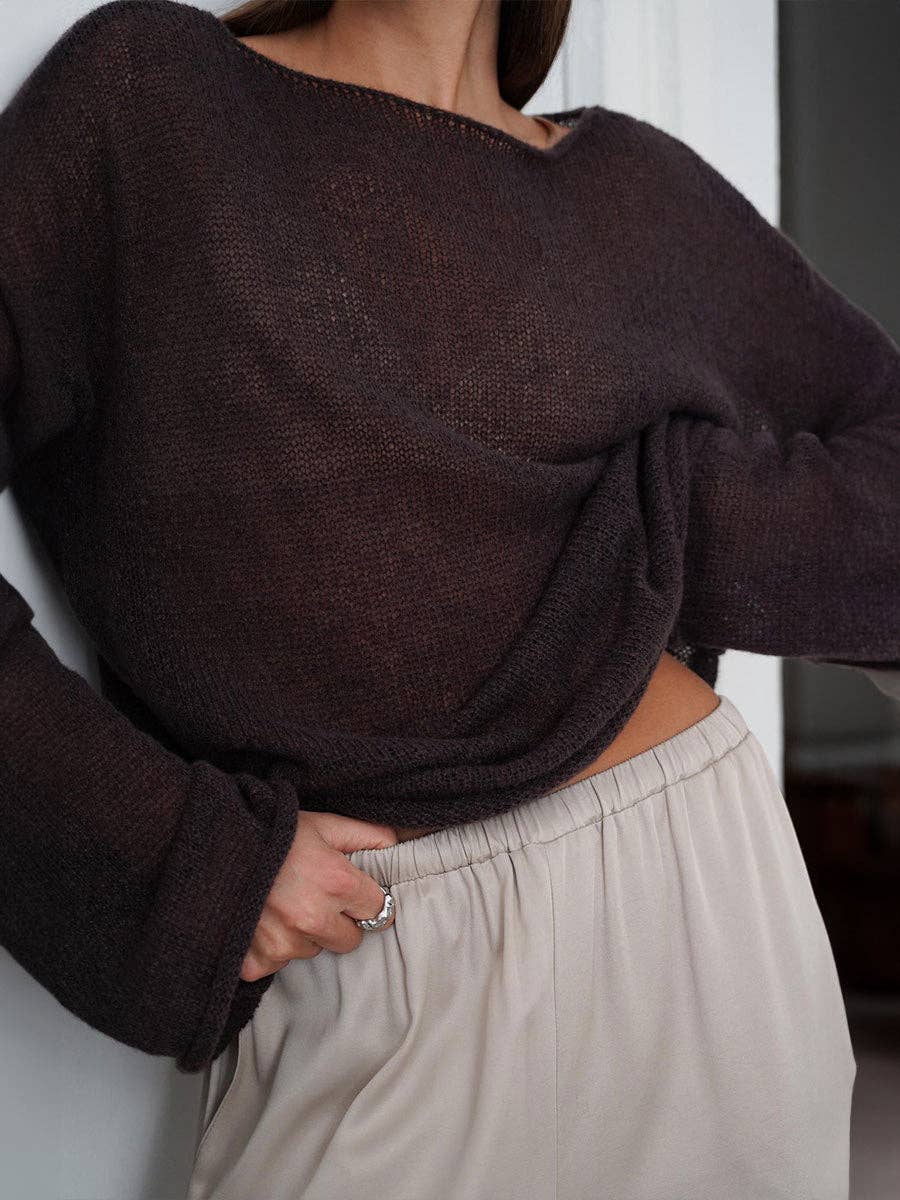 Solid Color Airy Knit Sweater